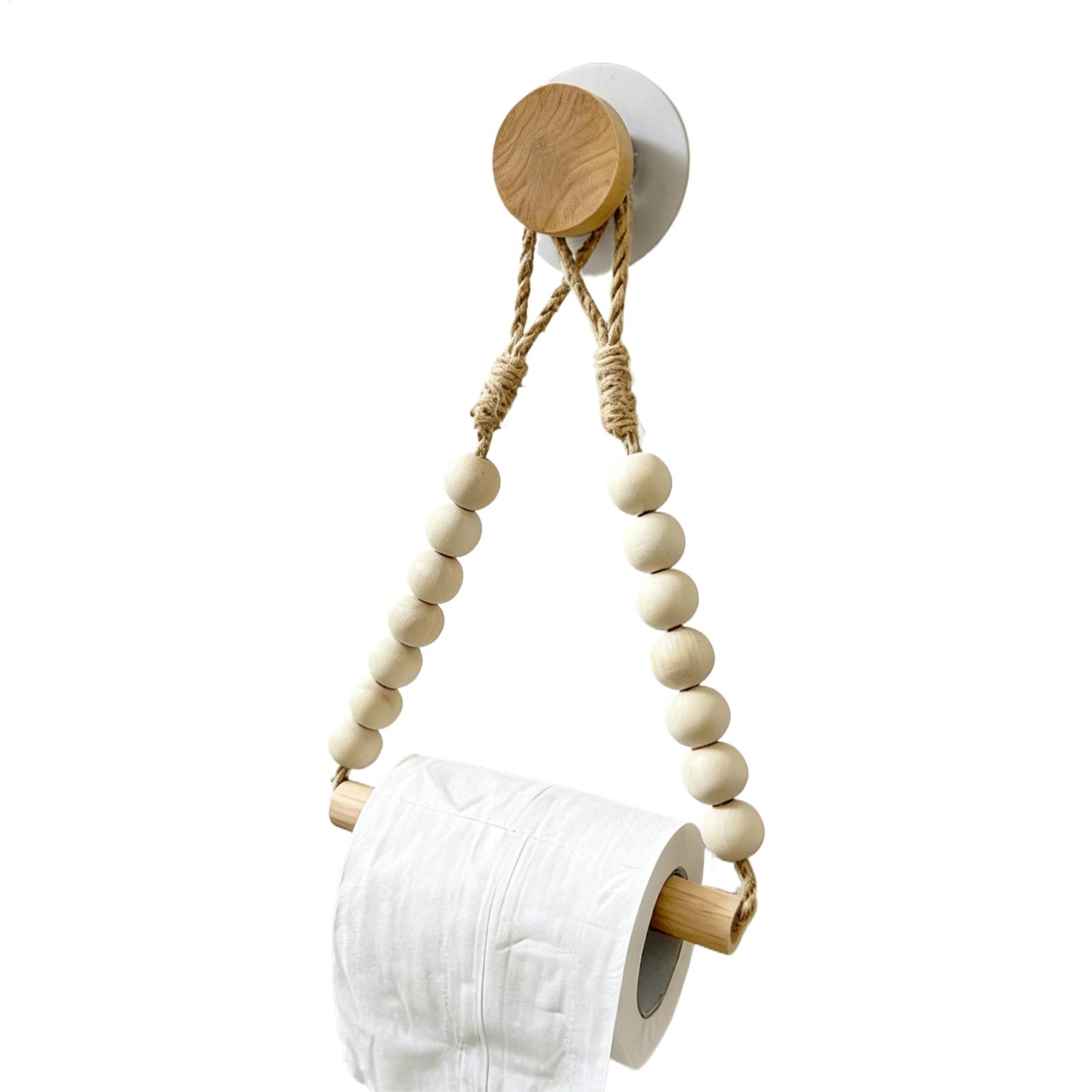 Home Bathroom Paper Towel Dispenser - Toilet Paper Holder Wood Bead Stand
