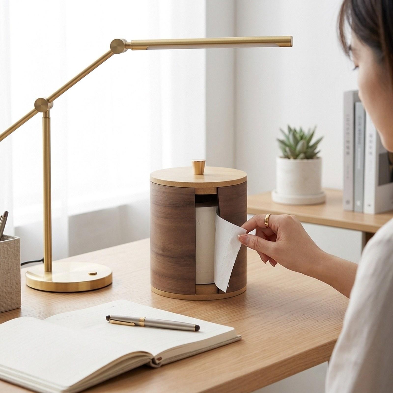 Home Bathroom Paper Towel Dispenser - Paper Towel Holder with Walnut Wood