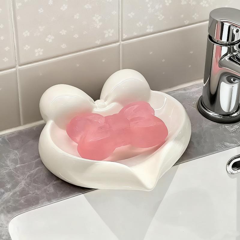 Home Bathroom Vanity - Cute Bow Heart Shaped Ceramic Soap