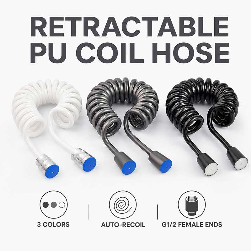 Home Bathroom Plumbing - 2m Coiled Spring Hose Retractable Flexible