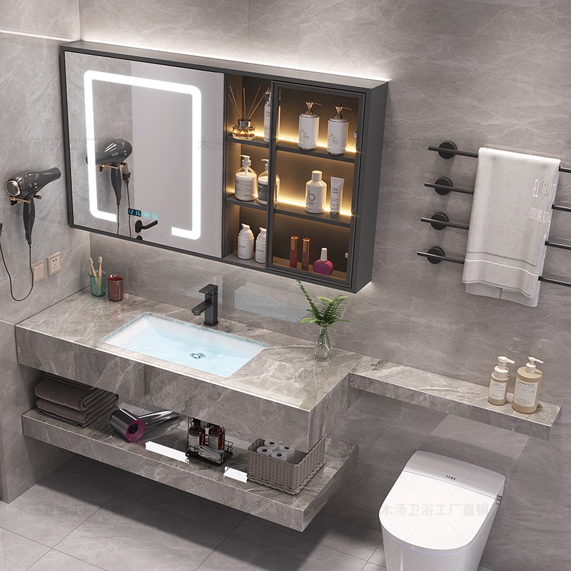 Home Bathroom Partition Wall - Vanity Mirror Cupboard Makeup Bedroom Paper