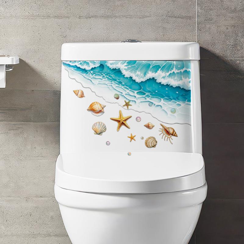 Home Bathroom Design - Ocean Themed Toilet Sticker Waterproof Self