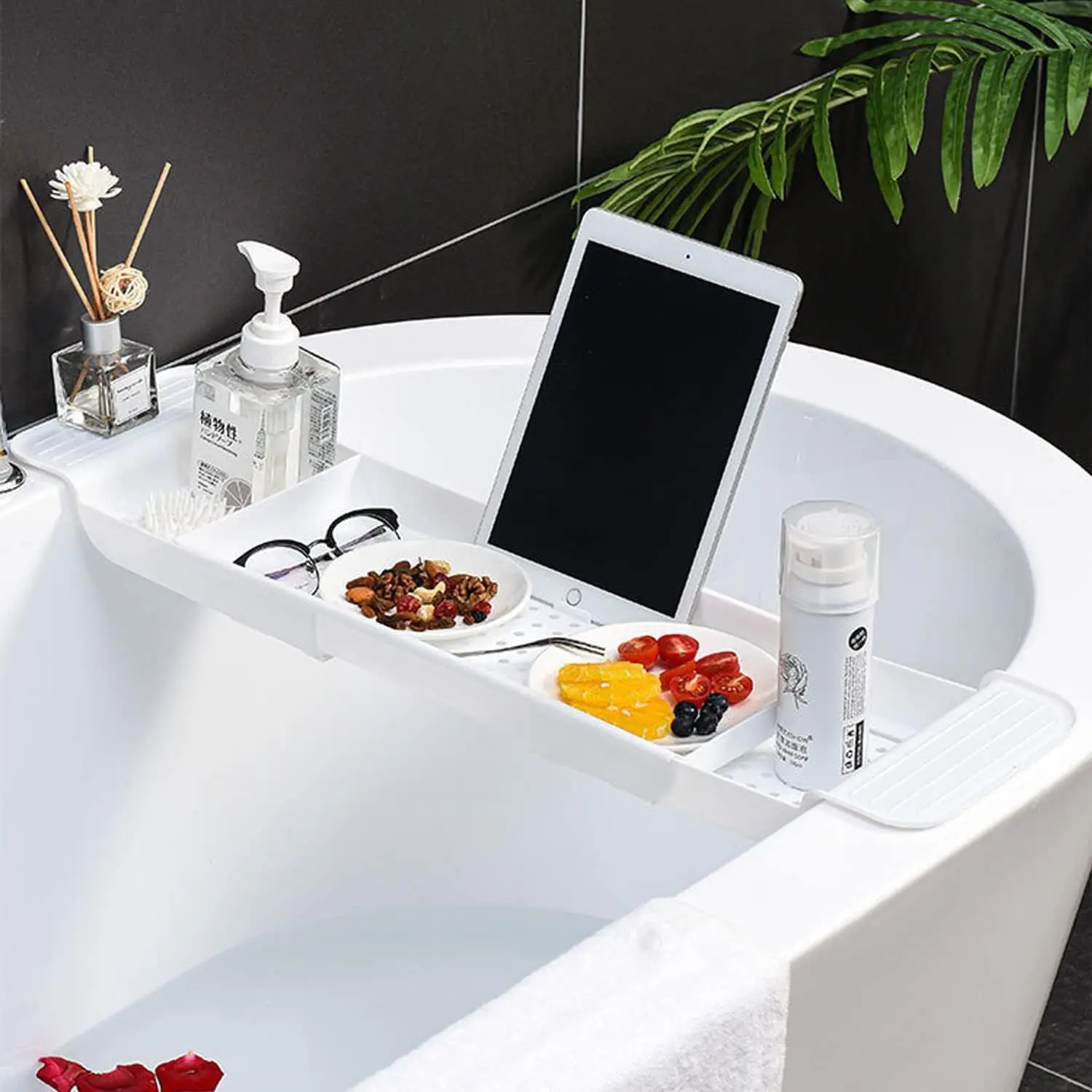 Bath Caddy Tray - Expandable Drain Bath Shelf Caddy Tray