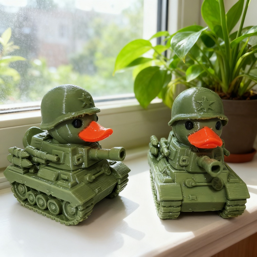 Zara Home Bathroom Accessories - Creative Tank Duck Statue Ornament, Soldier