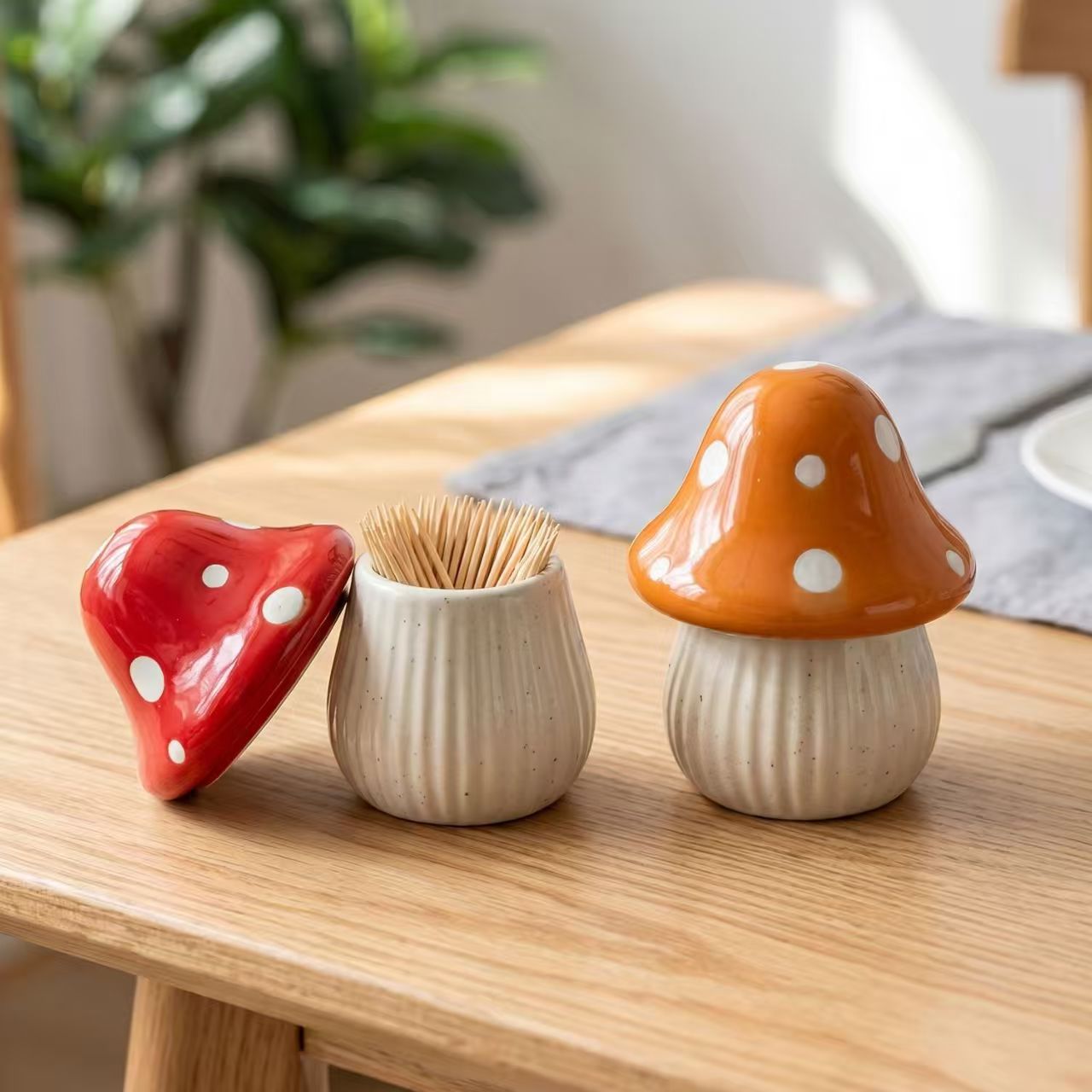 Cartoon Mushroom Ceramic Stora - Home Bathroom Organizer 评论和价格