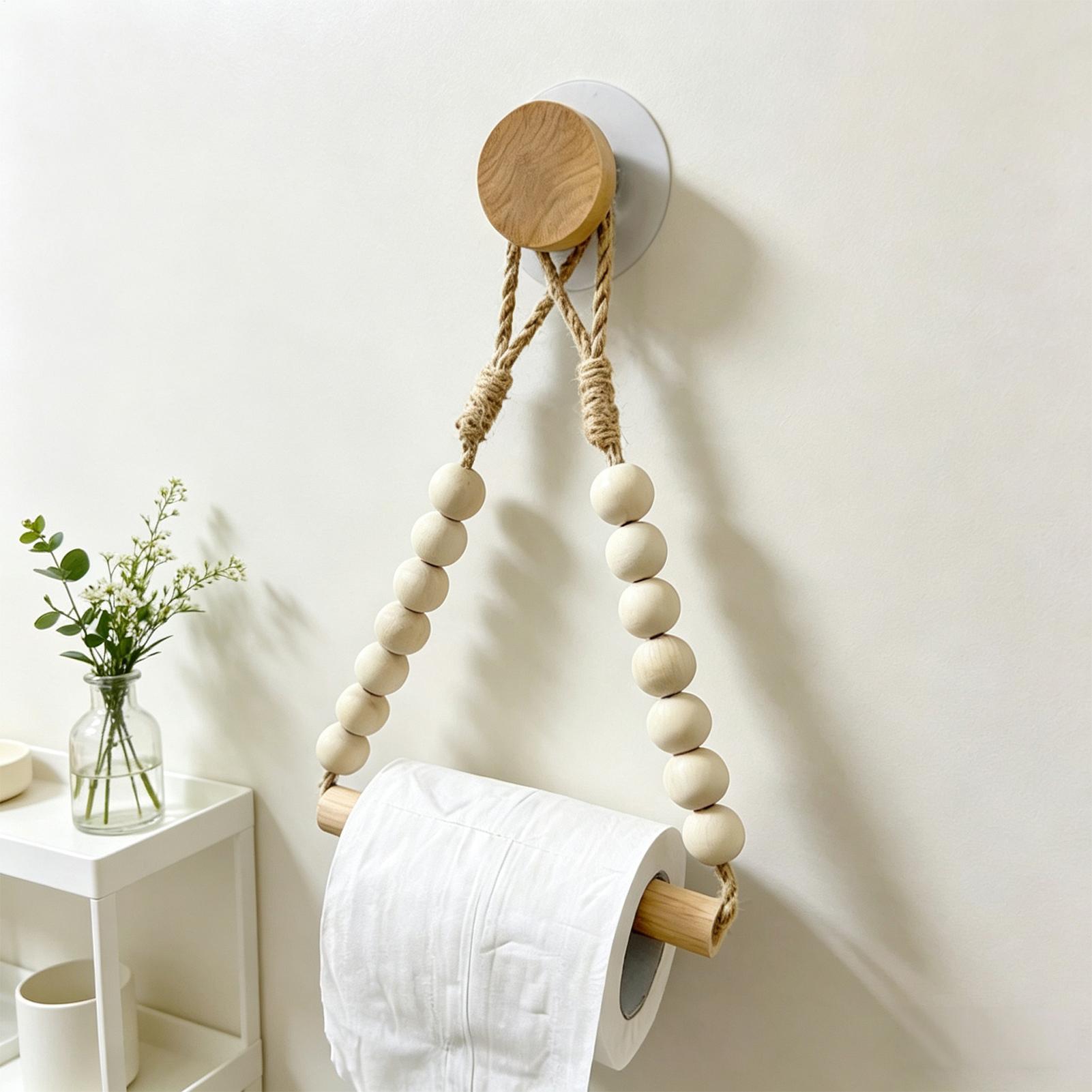 Toilet Paper Holder Wood Bead  - Home Bathroom Paper Towel Dispenser 评论和价格