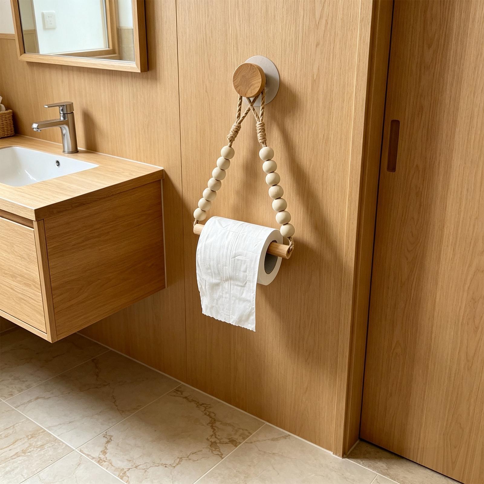 Toilet Paper Holder Wood Bead  - Home Bathroom Paper Towel Dispenser 评论和价格