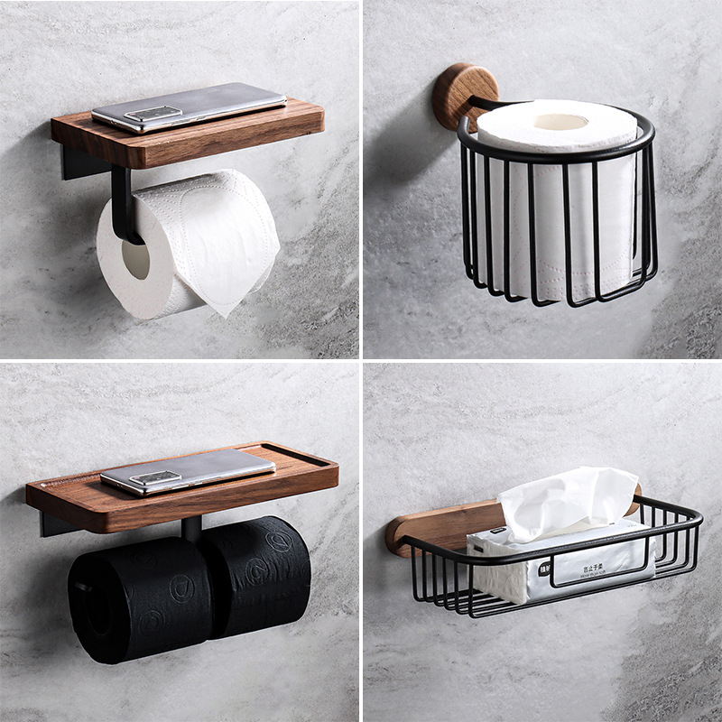 Solid Wood Tissue Holder No Dr - Home Bathroom Paper Towel Dispenser 评论和价格
