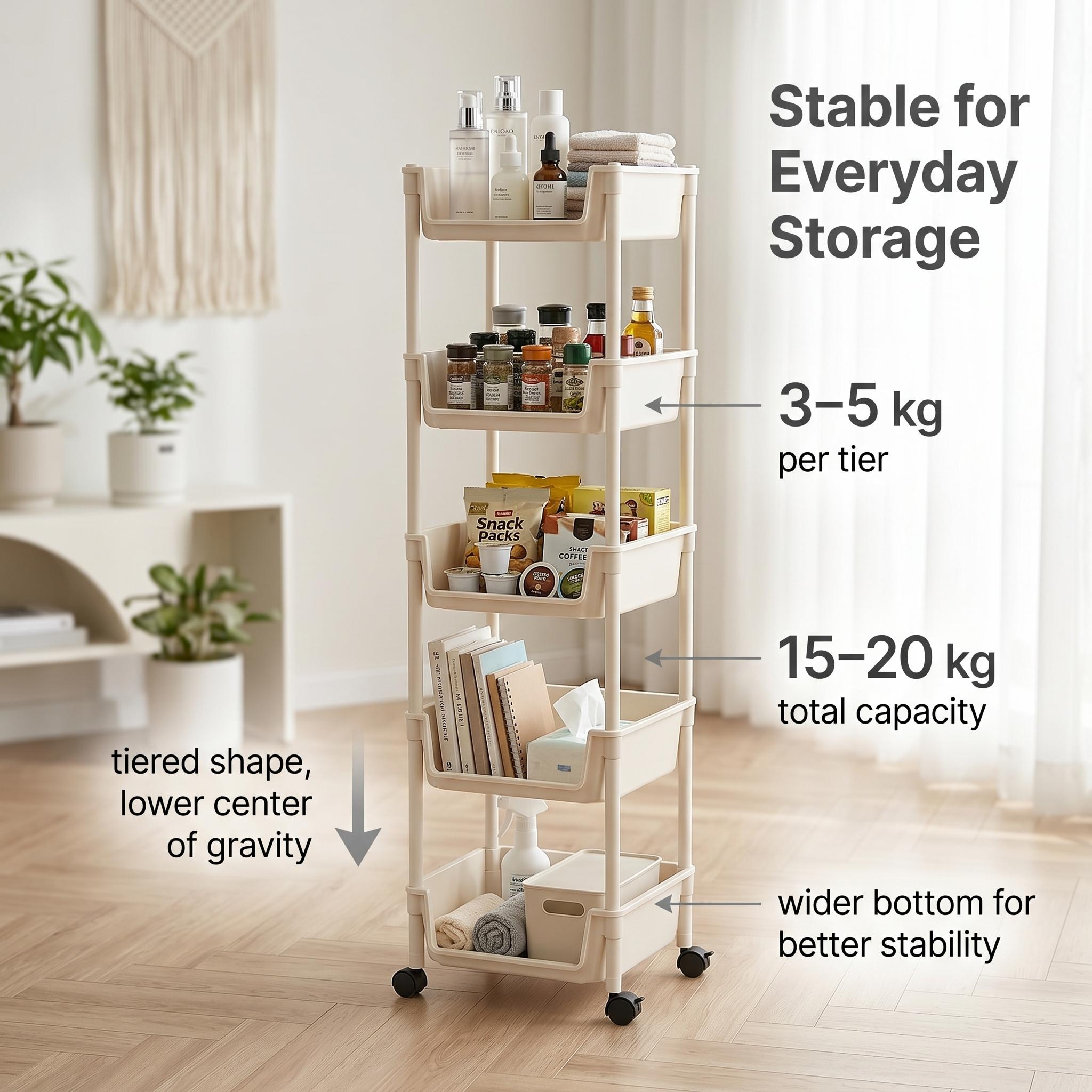 5 Tier Slim Rolling Storage Ca - Home Bathroom Organizer 评论和价格