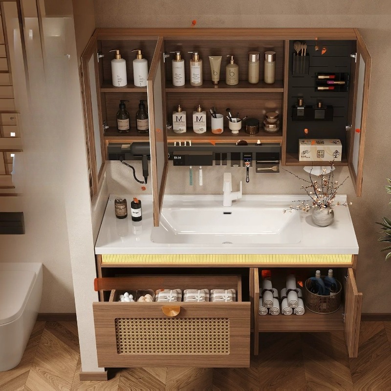 Wooden Storage Bathroom Cabine - Home Bathroom Partition Wall 评论和价格