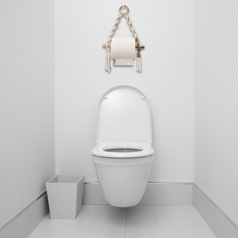 Hand Woven Wooden Toilet Paper - Home Bathroom Paper Towel Dispenser 评论和价格