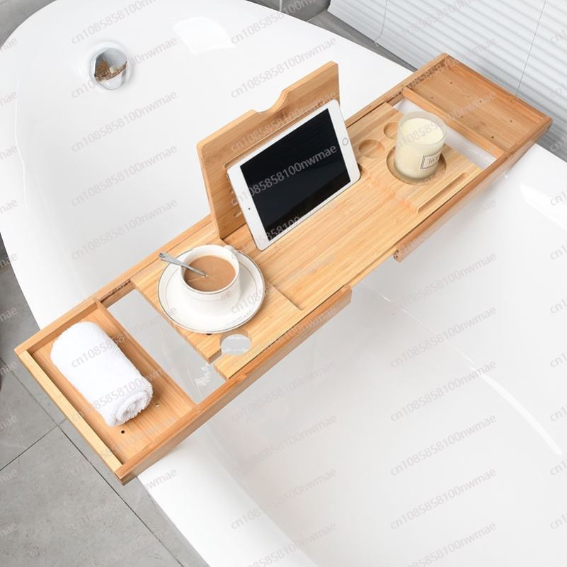 Telescopic bath caddy: bamboo  - Bath Caddy Tray 评论和价格