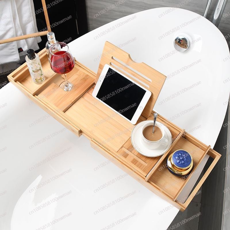 Telescopic bath caddy: bamboo  - Bath Caddy Tray 评论和价格