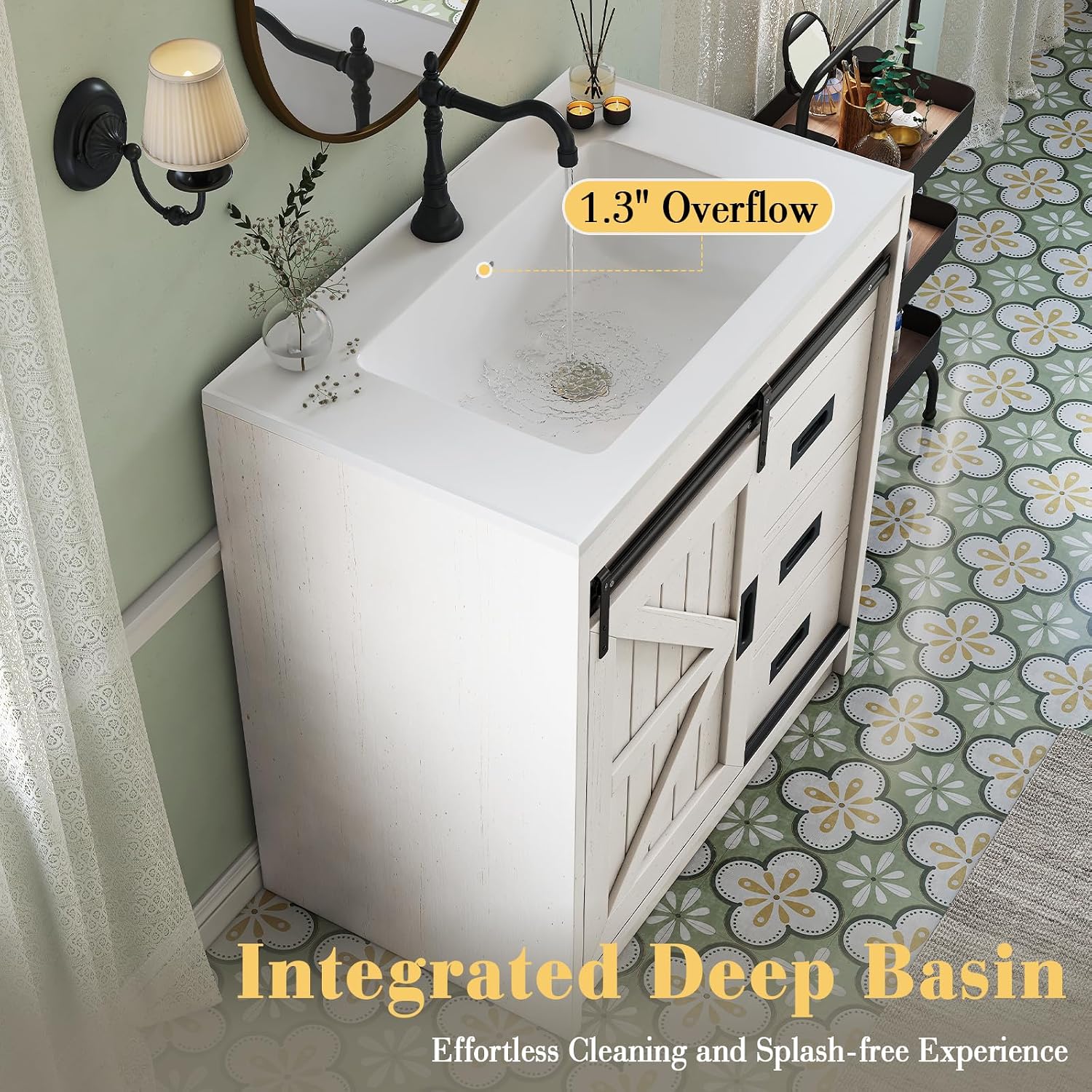Large Farmhouse Bathroom Vanit - Home Bathroom Vanity 评论和价格