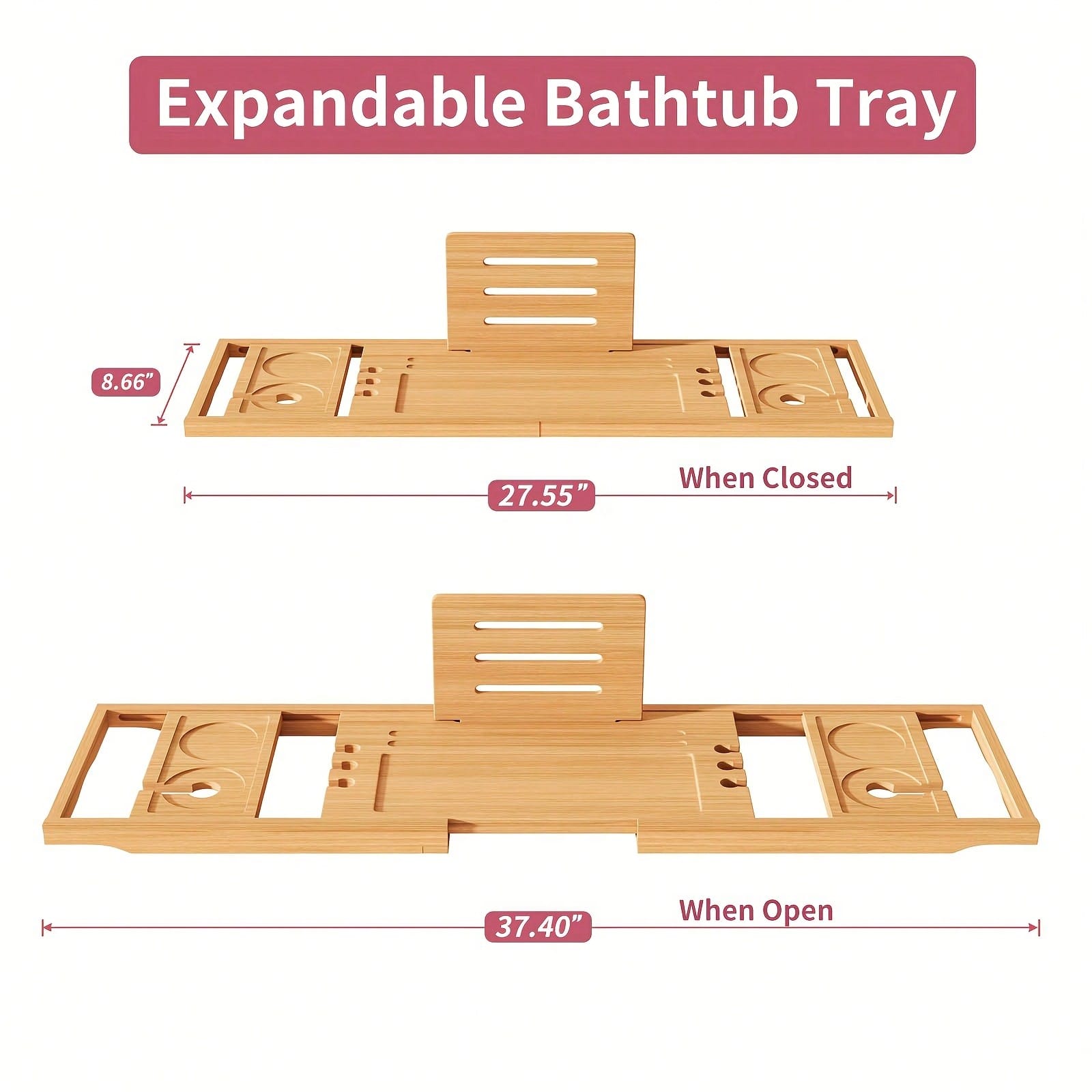 Bamboo Bathtub Caddy Tray, Ext - Bath Caddy Tray 评论和价格