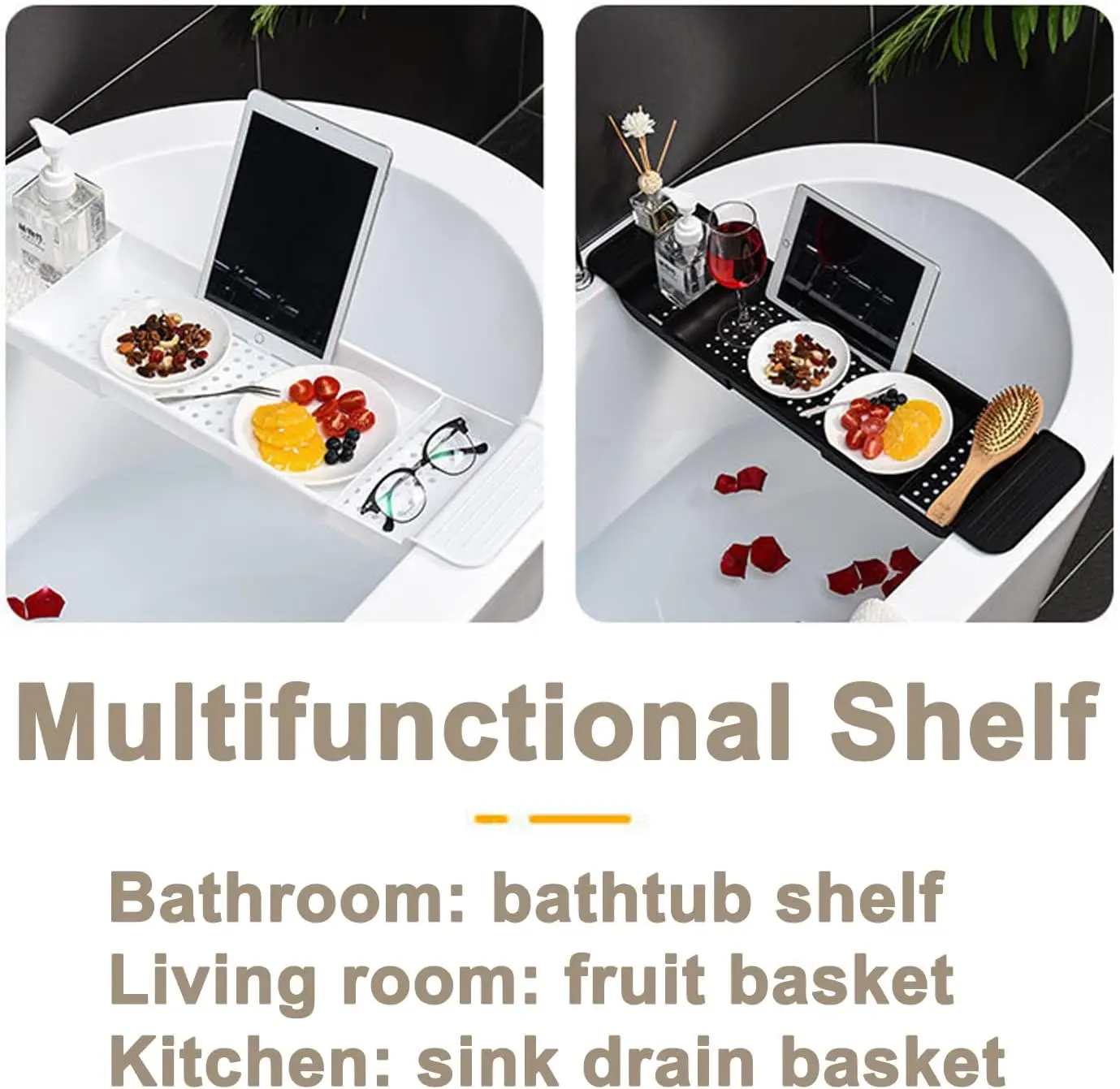 Expandable Drain Bath Shelf Ca - Bath Caddy Tray 评论和价格