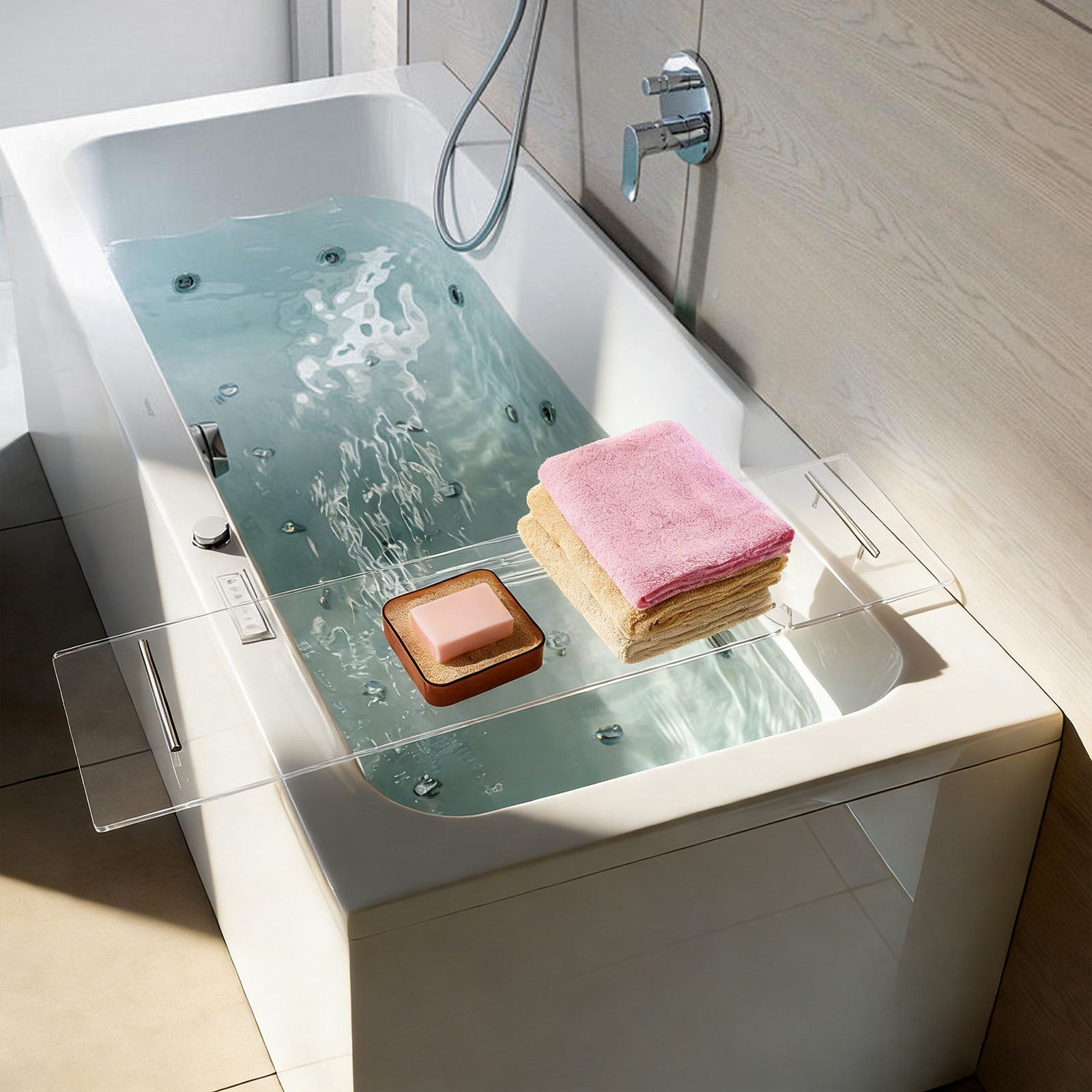 Acrylic Bathtub Tray, Luxury C - Bath Caddy Tray 评论和价格