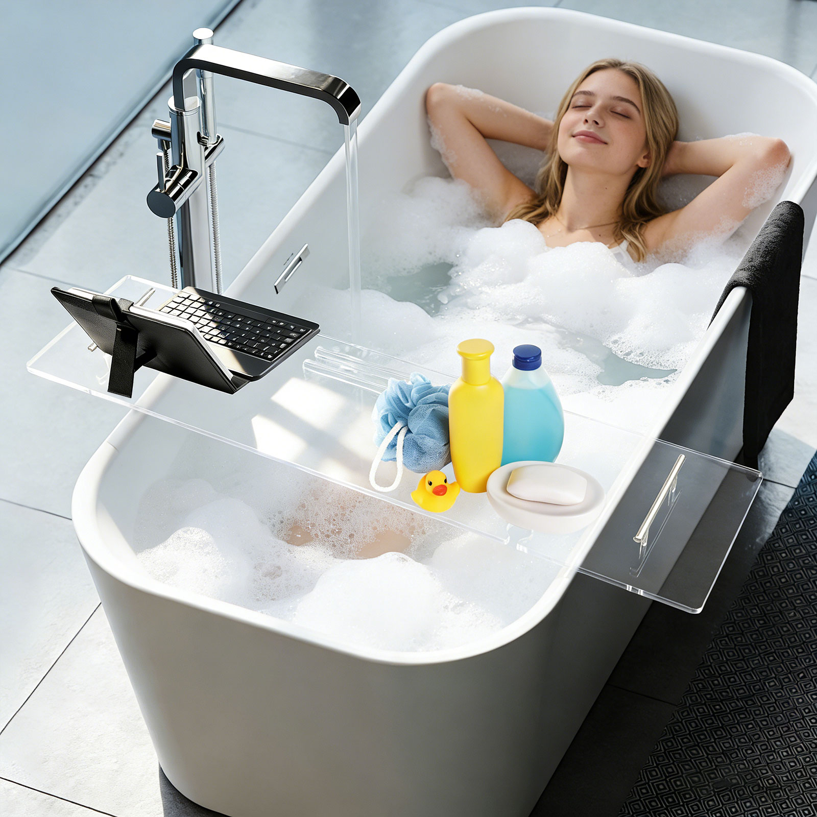 Acrylic Bathtub Tray, Luxury C - Bath Caddy Tray 评论和价格