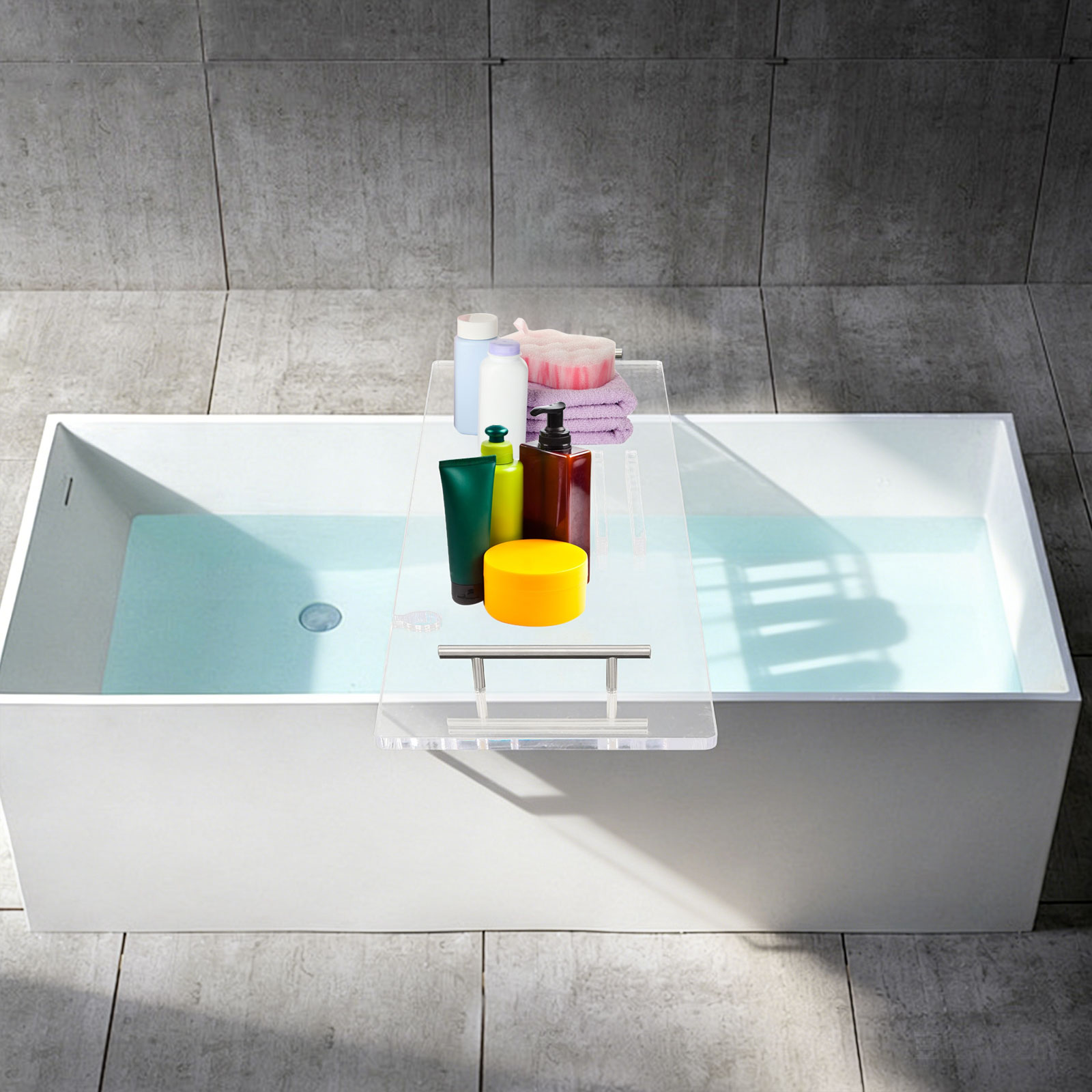 Acrylic Bathtub Tray, Luxury C - Bath Caddy Tray 评论和价格