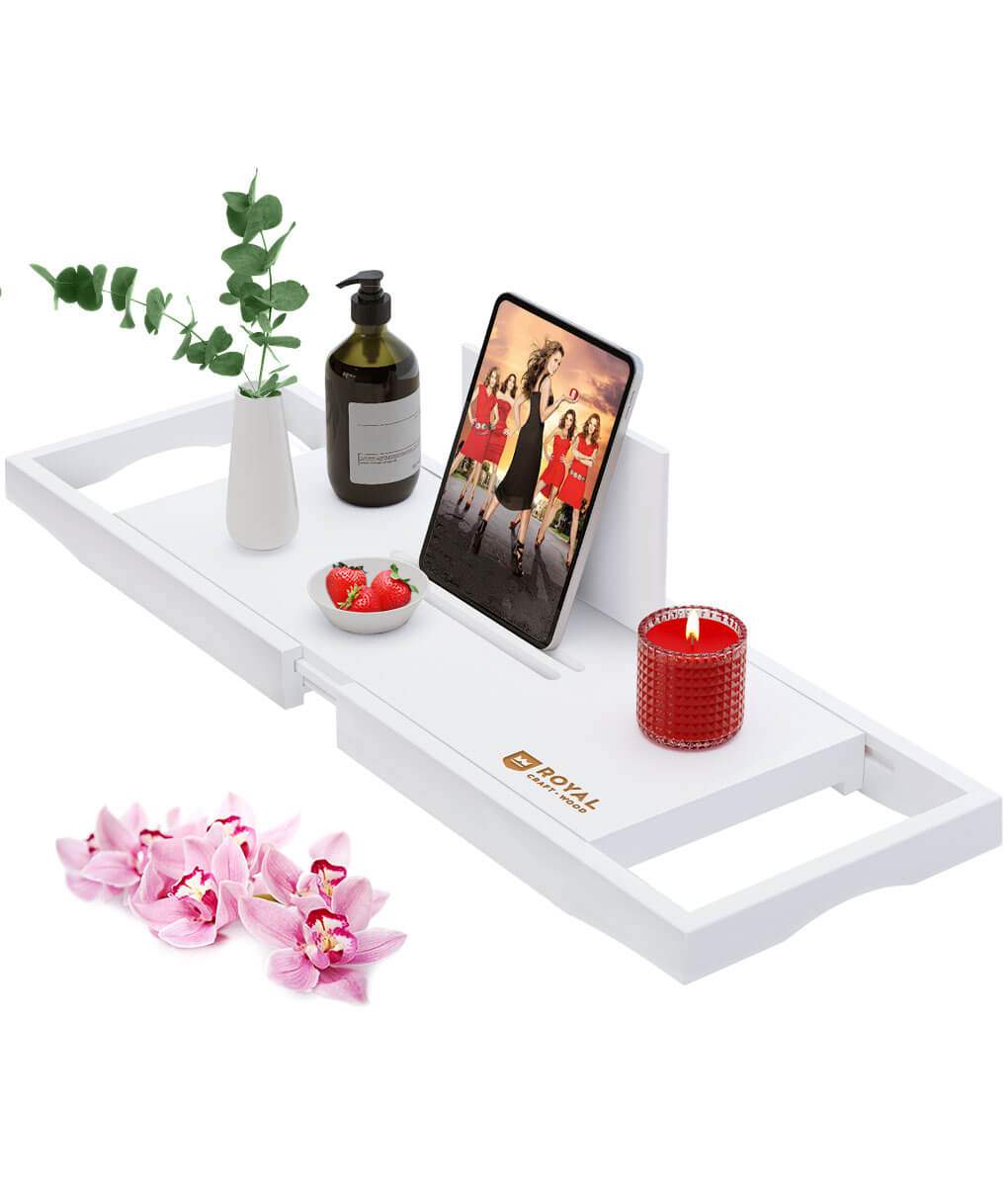 Luxury Expandable Bamboo Batht - Bath Caddy Tray 评论和价格