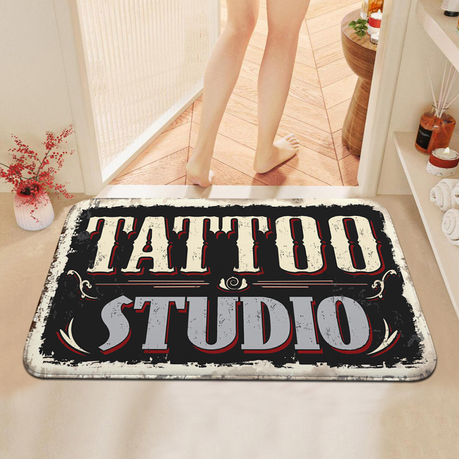 Tattoo Shop Mat Indoor Welcome - Zara Home Bathroom Accessories 评论和价格